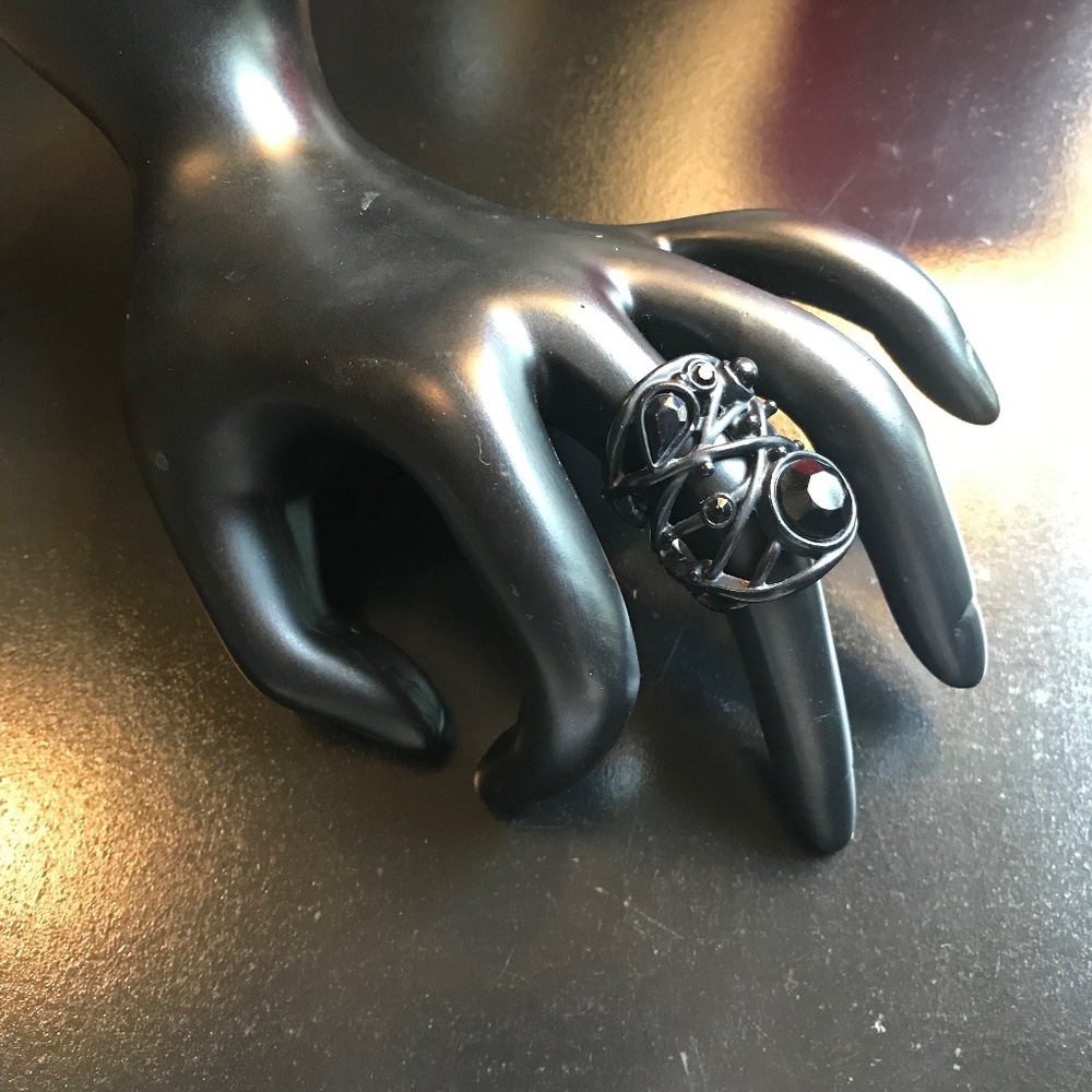 Black Rhinestone Ring